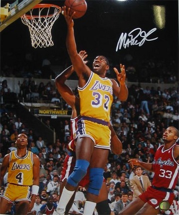 Magic Johnson Autographed "Layup vs. the Los Angeles Clippers" 16" x 20" Photograph (Unframed)