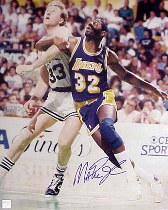 Magic Johnson Autographed "Magic Johnson vs. Larry Bird Post Up" 16" x 20" Photograph (Unframed)