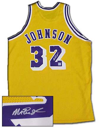 Magic Johnson Autographed Los Angeles Lakers Authentic Gold Basketball Jersey