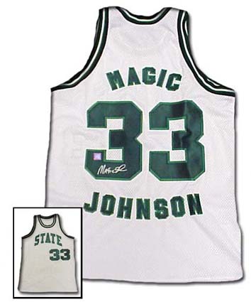 Magic Johnson Autographed Custom White Throwback Basketball Jersey