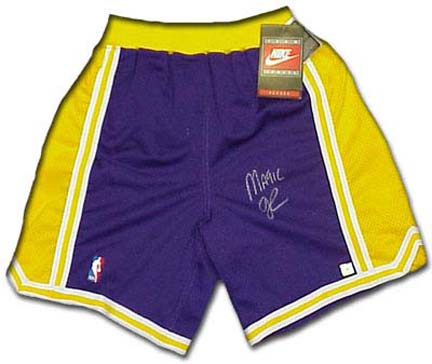 Magic Johnson Autographed Los Angeles Lakers Heavyweight Pro Model Shorts