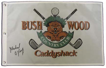Michael O'Keefe Autographed Caddyshack Golf Pin Flag
