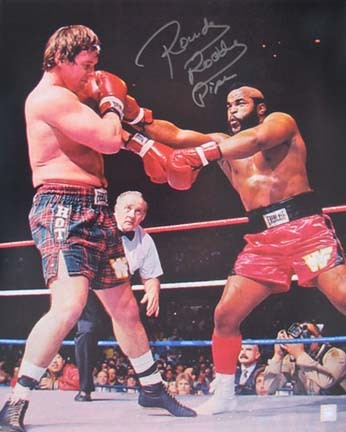Rowdy Roddy Piper Autographed "Boxing Mr. T." 16" x 20" Photograph (Unframed)