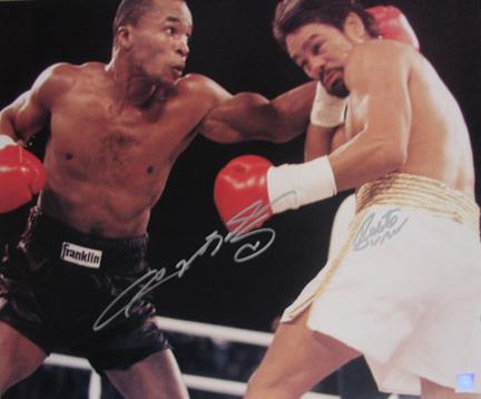 Sugar Ray Leonard and Roberto Duran Autographed 16" x 20" Photograph (Unframed)