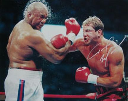 Tommy Morrison Autographed "vs. George Foreman" 16" x 20" Photograph (Unframed)