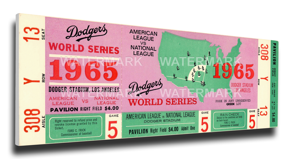 1965 Los Angeles Dodgers World Series Mega Ticket