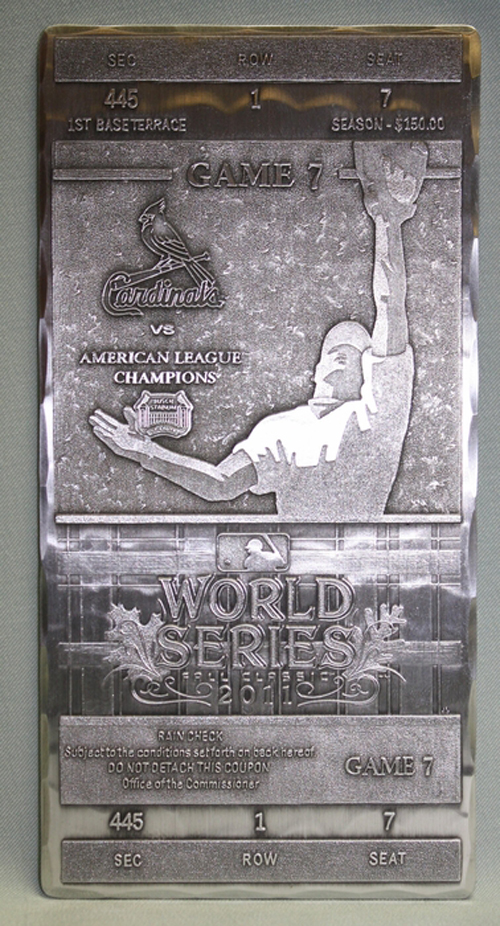 St. Louis Cardinals 2011 World Series Commemorative Hand Forged Metal Ticket