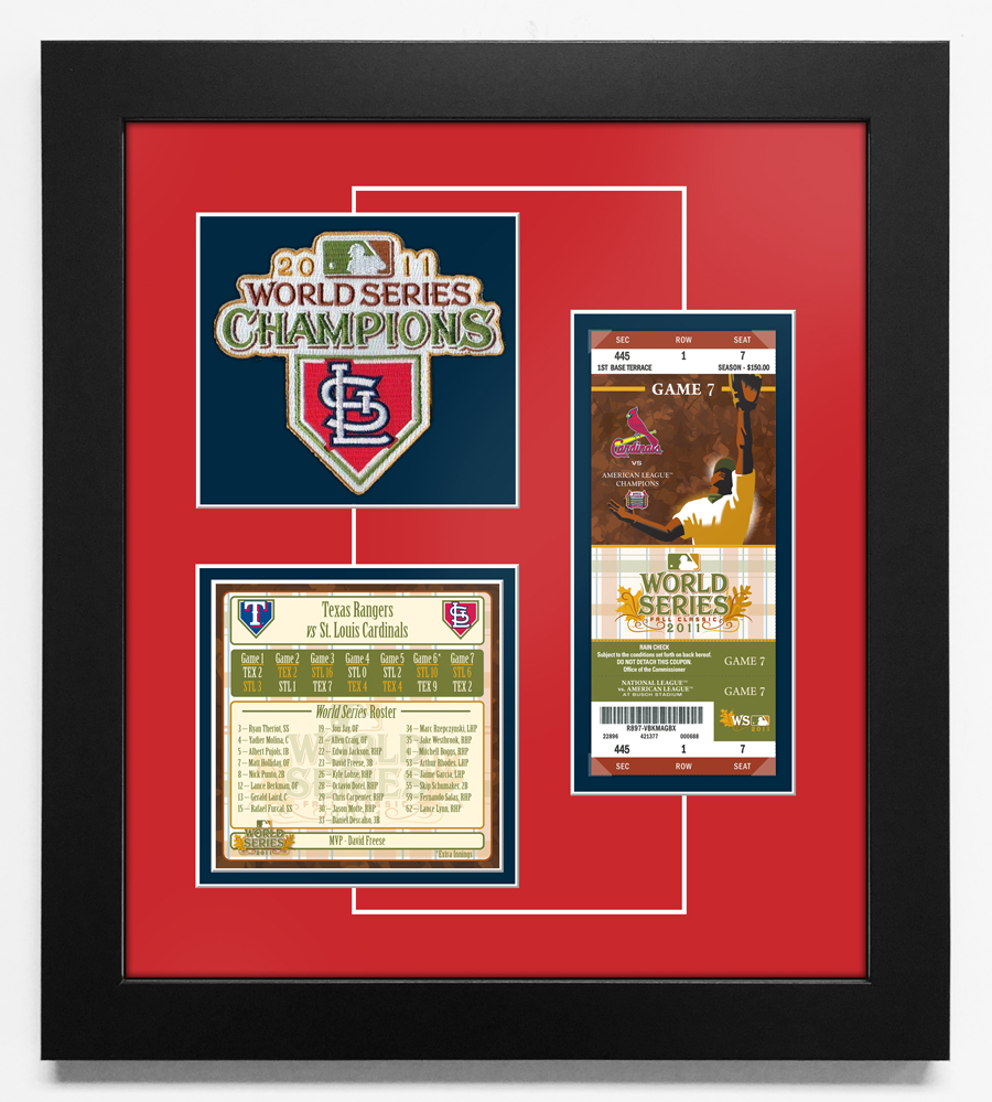 St. Louis Cardinals 2011 World Series Replica Ticket and Patch Frame