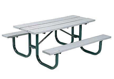 6' Durable All Welded Picnic Table With 2" x 10" x 6' Gray Recycled Plastic Planks