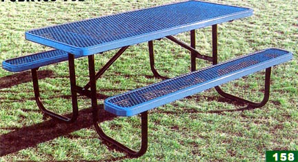 8' Durable All Welded Picnic Table With 2" x 10" x 8' Vinyl Clad Expanded Steel Planks