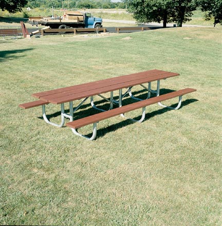 10' Extra Heavy Duty Shelter All Welded Picnic Table With 2" x 10" x 10' Gray Recycled Plastic Planks