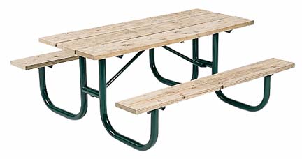 6' Extra Heavy Duty All Welded Picnic Table With 2" x 10" x 6' Pressure Treated Pine Planks