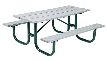 8' Extra Heavy Duty All Welded Picnic Table With 2" x 10" x 8' Gray Recycled Plastic Planks