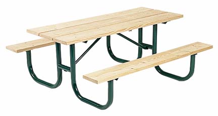8' Extra Heavy Duty All Welded Picnic Table With 2" x 10" x 8' Untreated Pine Planks