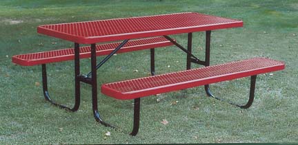 6' Extra Heavy Duty All Welded Picnic Table With 2" x 10" x 6' Vinyl Clad Expanded Steel Planks