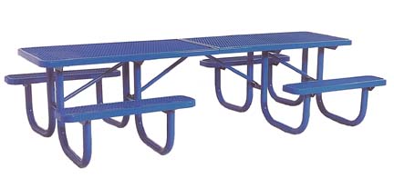12' Wheelchair Accessible Extra Heavy Duty All Welded Picnic Table With 3 Legs and Top of Vinyl Clad Expanded Steel Plan