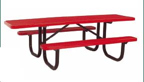 8' Single Sided Wheelchair Accessible Extra Heavy Duty All Welded Picnic Table With Top of Vinyl Clad Expanded Steel Pla