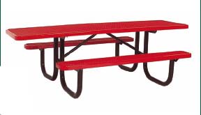 8' Wheelchair Accessible Extra Heavy Duty All Welded Picnic Table With 8' Top  Vinyl Clad Expanded Steel Planks