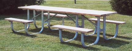 8' Single Sided Wheelchair Accessible Extra Heavy Duty All Welded Picnic Table With Top of Gray Recycled Plastic Planks