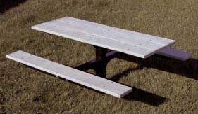 6' Surface Mounted Square Tubing Single Pedestal Picnic Table With 2" x 10" x 6' Pressure Treated Pine Planks