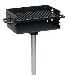 Flipback Pedestal Rotating Grill with 3 1/2" O.D. Post and Utility Shelf (280 Square Cooking Inches)