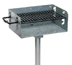 Pedestal Rotating Grill with Galvanized Firebox and 2 3/8" O.D. Post (280 Square Cooking Inches)