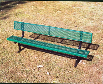6' Inground Park Bench with Back and 2" x 12" x 6' Vinyl Clad Expanded Steel Planks