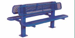 6' Inground Double Sided Park Bench with Back and 2" x 10" x 6' Vinyl Clad Expanded Steel Planks