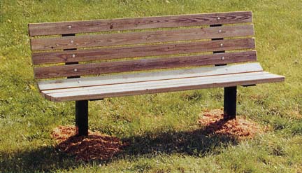 6' Inground Single Sided Park Bench with 2" x 4" x 6' Redwood Stained Pine Planks