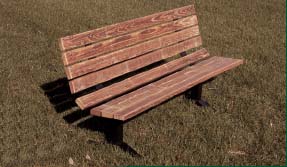 8' Surface Mounted Single Sided Park Bench with 2" x 4" x 8' Redwood Stained Pine Planks
