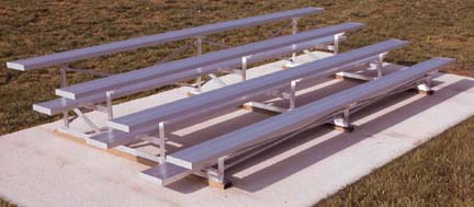 15' Aluminum 4 Row Low Rise Bleachers with Rubber Feet and Double Footboards