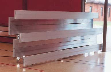 15' Tip N' Roll Galvanized Indoor/Outdoor 3 Row Bleachers with Double Footboards