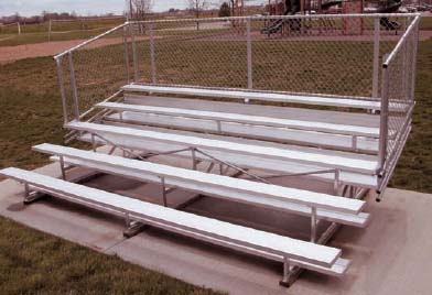 15' Portable Stadium Galvanized 5 Row Bleachers with Chain Link Guard Rails