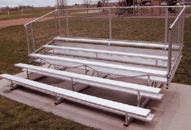 21' Portable Stadium Aluminum 8 Row Bleachers with Chain Link Guard Rails and Double Footboards