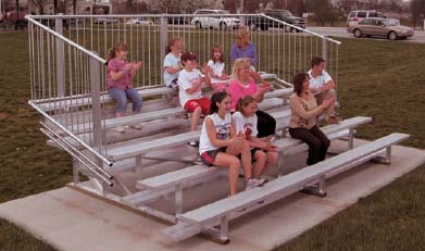 15' Portable Stadium Aluminum 5 Row Bleachers with Guard Rails and Double Footboards
