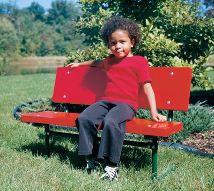 Powder Coated Pre-School Kid's Size Park Bench