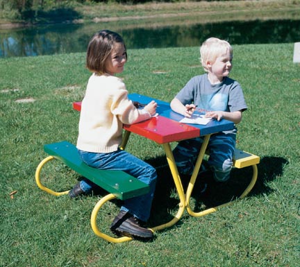 Powder Coated Pre-School Picnic Table with Polyethylene Planks