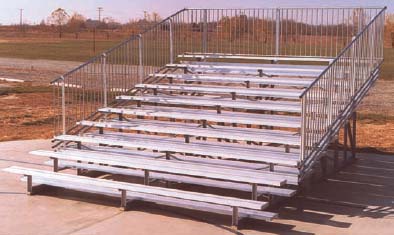 21' Portable Stadium Galvanized 5 Row Bleachers with Guard Rails and Double Footboards