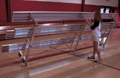 15' Tip N' Roll Aluminum Indoor/Outdoor 3 Row Bleachers