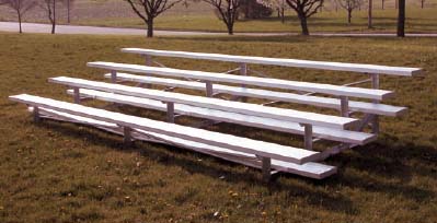 15' Portable Stadium Aluminum 5 Row Bleachers without Guard Rails and with Double Footboards
