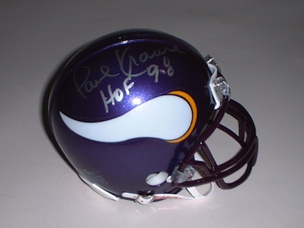 Paul Krause Autographed Minnesota Vikings Riddell Mini Helmet with "HOF 98" Inscription