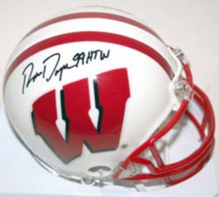 Ron Dayne Autographed Wisconsin Badgers Riddell Mini Helmet with "99 HTW" Inscription