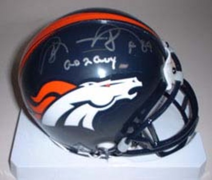 Shannon Sharpe Autographed Denver Broncos Riddell Mini Helmet with "Go 2 Guy" Inscription