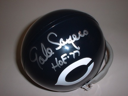 Gale Sayers Autographed Chicago Bears Riddell Throwback Mini Helmet with "HOF 77" Inscription