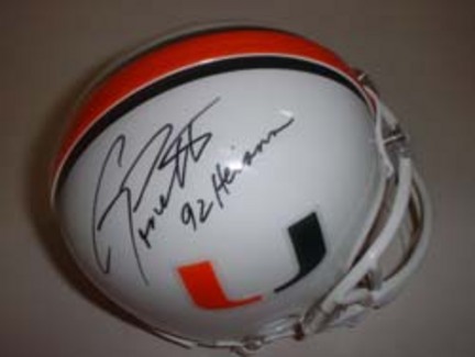Gino Torretta Autographed Miami Hurricanes Riddell Mini Helmet with "92 Heisman" Inscription