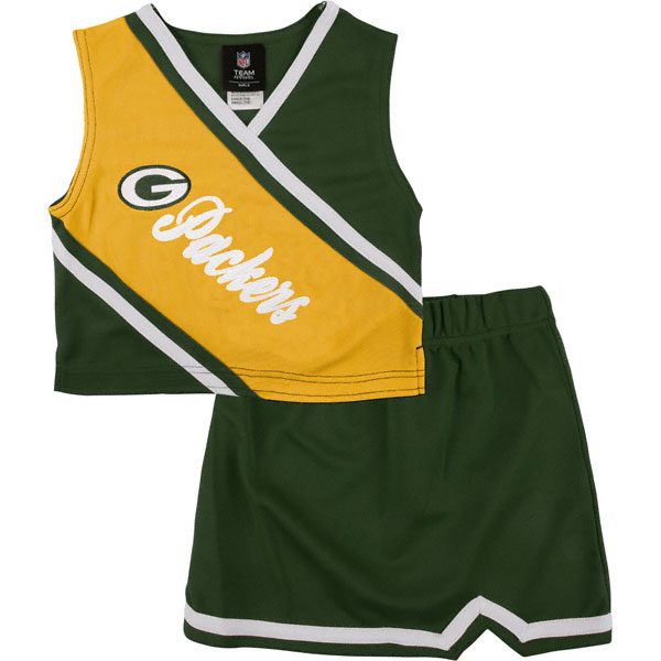 Reebok Two Piece Green Bay Packers NFL Cheerleader Uniform Set (Size 4 to 6X)