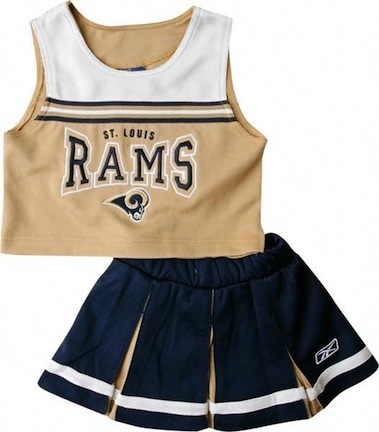 Reebok Two Piece St. Louis Rams NFL Cheerleader Uniform Set (Size 4 to 6X)