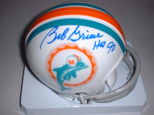 Bob Griese Autographed Miami Dolphins Riddell Mini Helmet with "HOF 90" Inscription