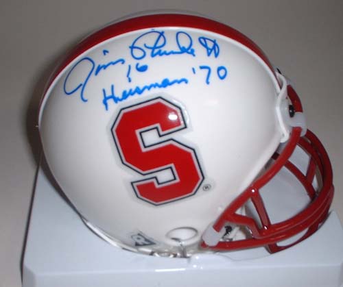 Jim Plunkett Autographed Stanford Cardinal Riddell Mini Helmet with "Heisman 70" Inscription