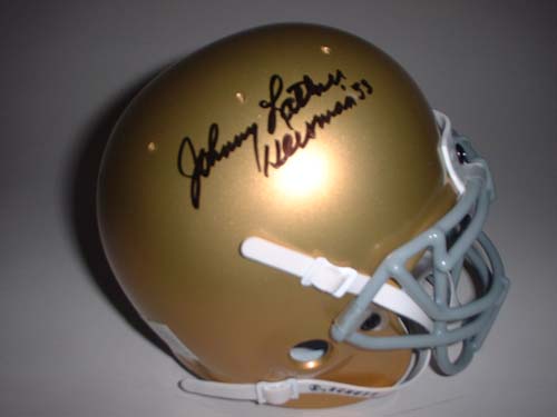 Johnny Lattner Autographed Notre Dame Fighting Irish Schutt Mini Helmet with "Heisman 53" Inscription